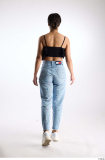 Jimena  1 back view black ruffled crop top blue…